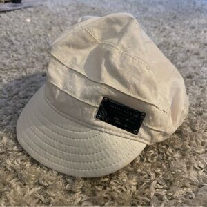 Oakley Cream Military-Style Cadet Cap with Metal Logo Plate